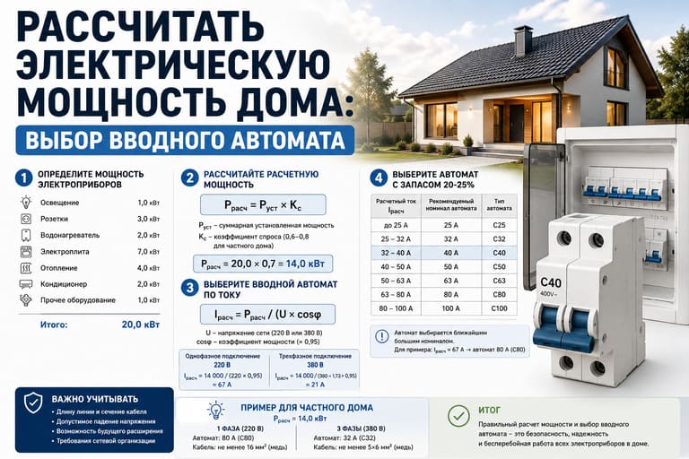 Рассчитать электрическую мощность дома